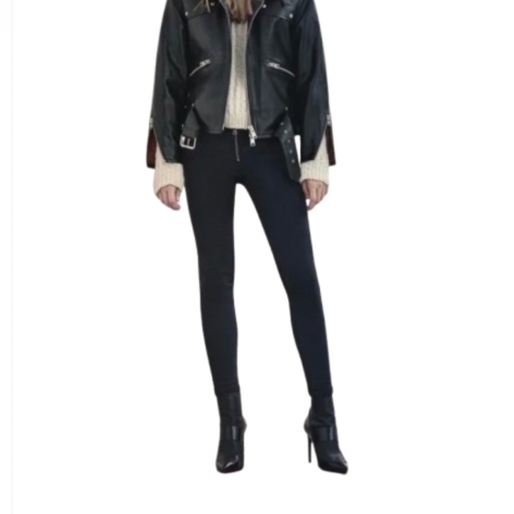 All Saints black skinny jeans o ring zipper black track fit 26